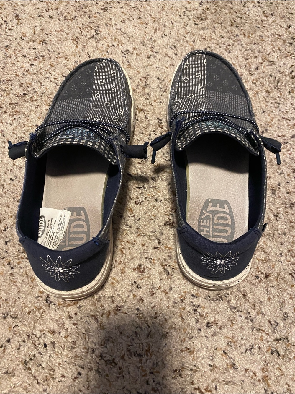 Hey Dude Navy Patterned Slip-On Sneakers for Women